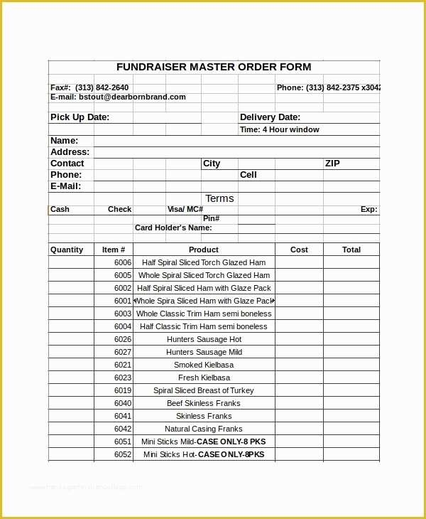 Food order form Template Free Download Of Excel order form Template 19 Free Excel Documents