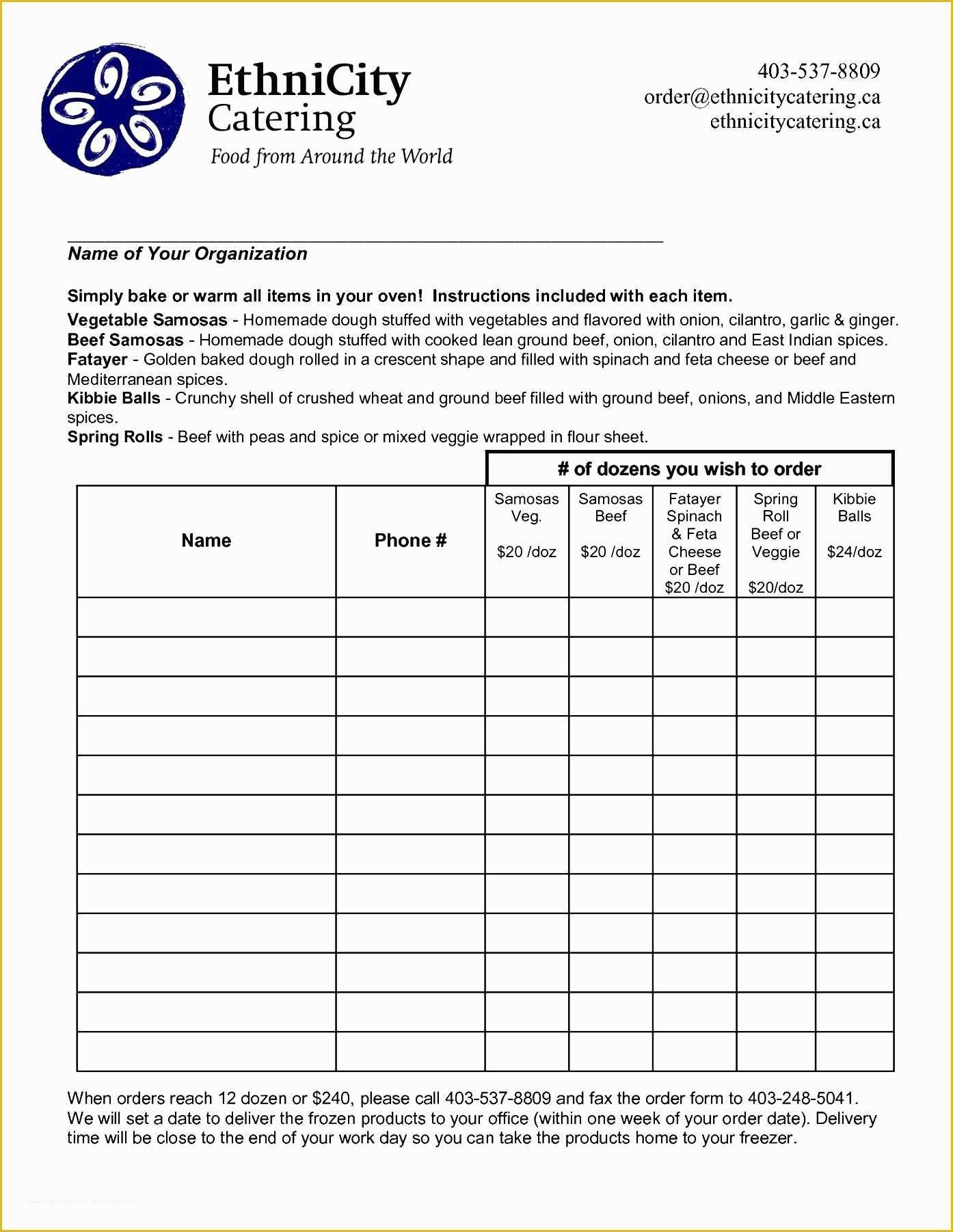 Food order form Template Free Download Of Food order form Template Besttemplates123