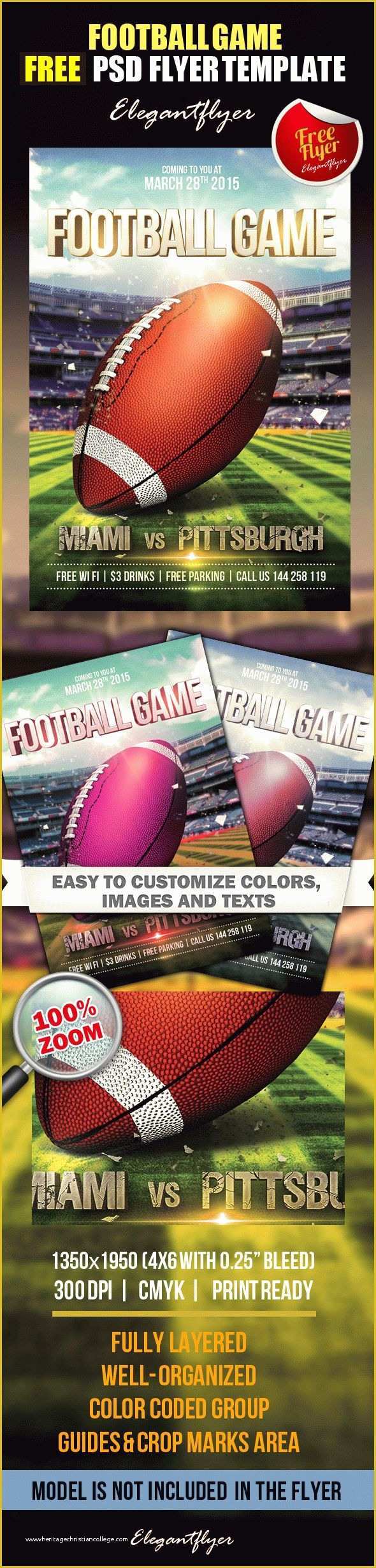 Football Flyer Template Free Of Football Game – Free Flyer Psd Template – by Elegantflyer