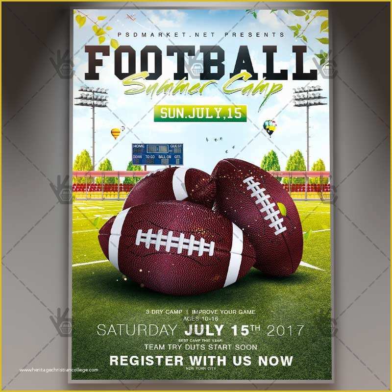 Football Flyer Template Free Of Football Summer Camp Premium Flyer Psd Template