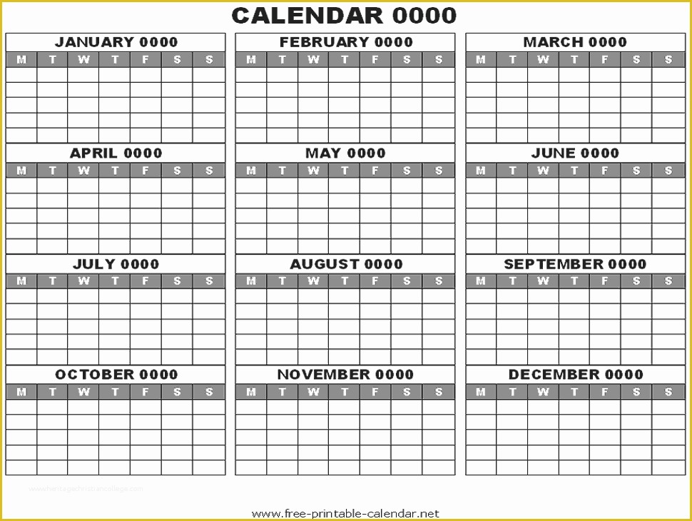 Free 12 Month Calendar Template Of 12 Months Calendar Printable Calendar Template 2018