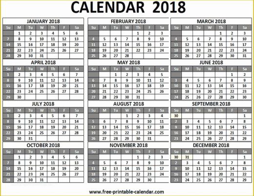 Free 12 Month Calendar Template Of Free Printable 2018 Calendars Download Free 2018 Calendar