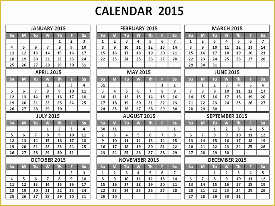 Free 12 Month Calendar Template Of Printable 2015 Calendar