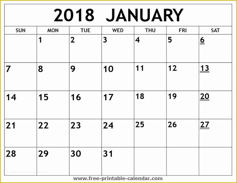 Free 12 Month Calendar Template Of Printable 2018 January Calendar