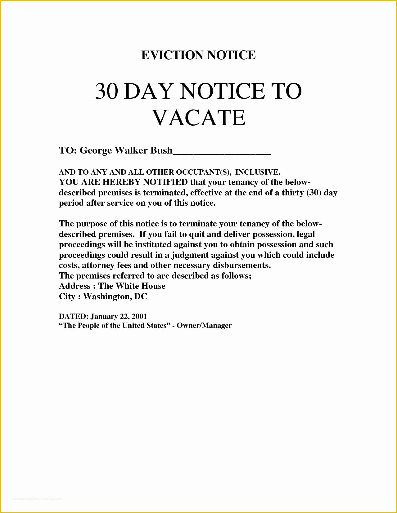 Free 30 Day Notice to Vacate California Template Of 3 Eviction Notice Template