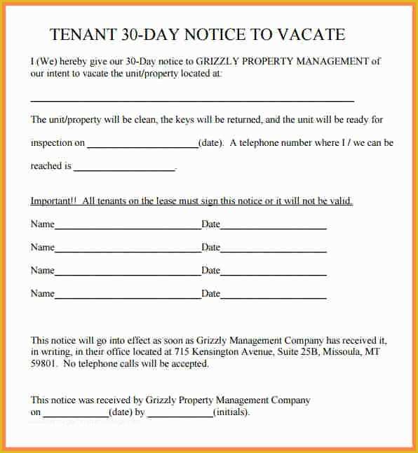 Free 30 Day Notice to Vacate California Template Of 9 30 Day Notice to Vacate Letter Template