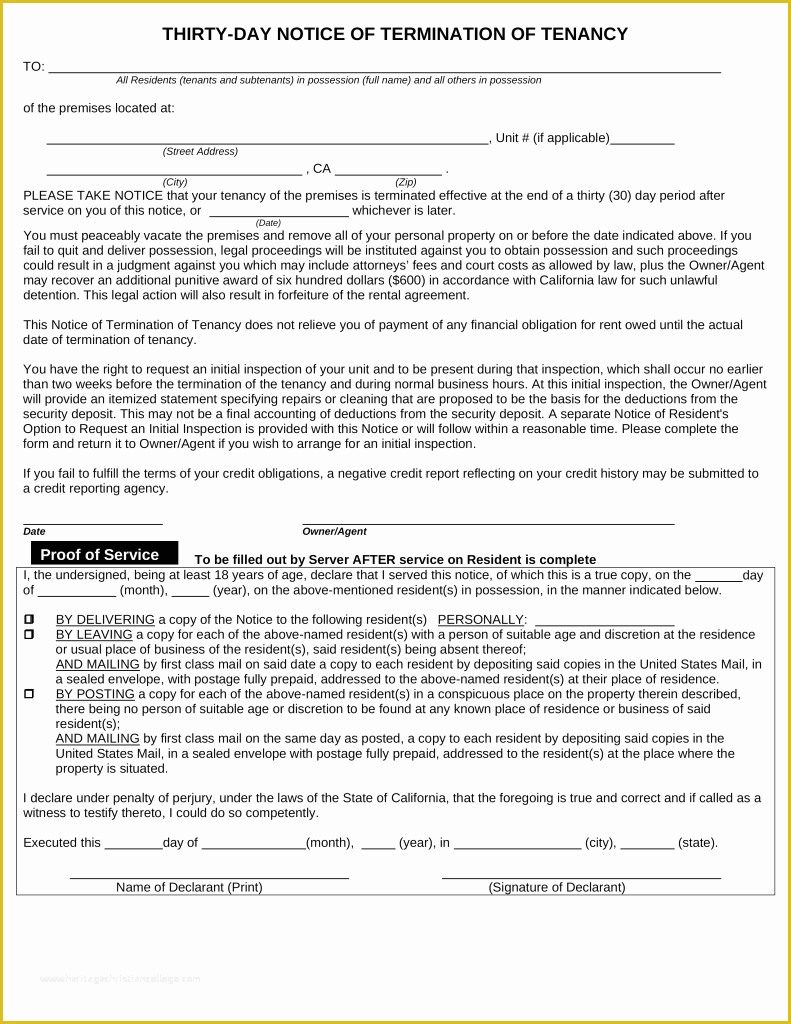Free 30 Day Notice to Vacate California Template Of California Lease Termination Letter form