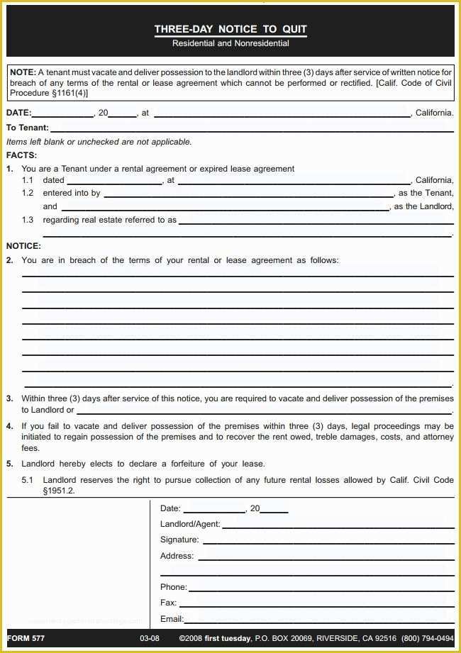 Free 30 Day Notice to Vacate California Template Of Free California Eviction form Pdf Template
