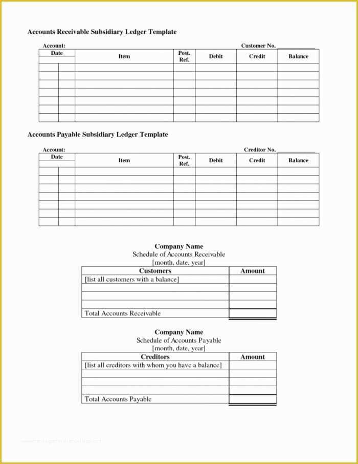Free Accounts Receivable Template Of Accounts Payable Subsidiary Ledger Template Templates