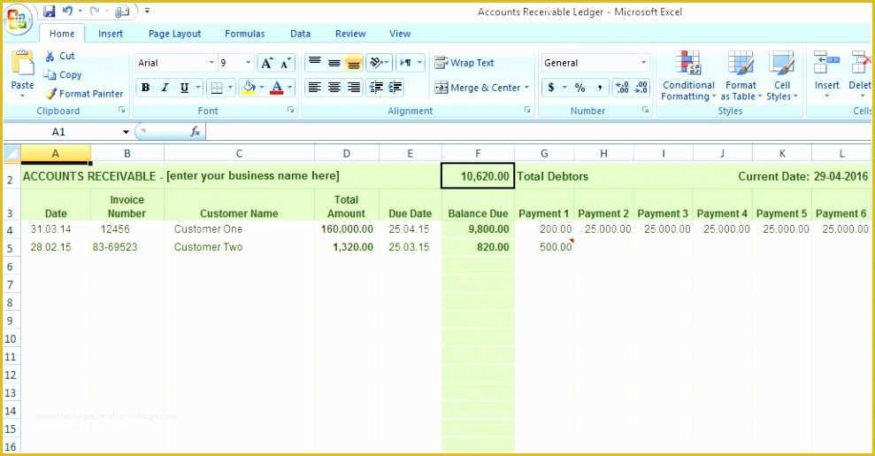 Free Accounts Receivable Template Of Accounts Receivable Ledger Template Free Account