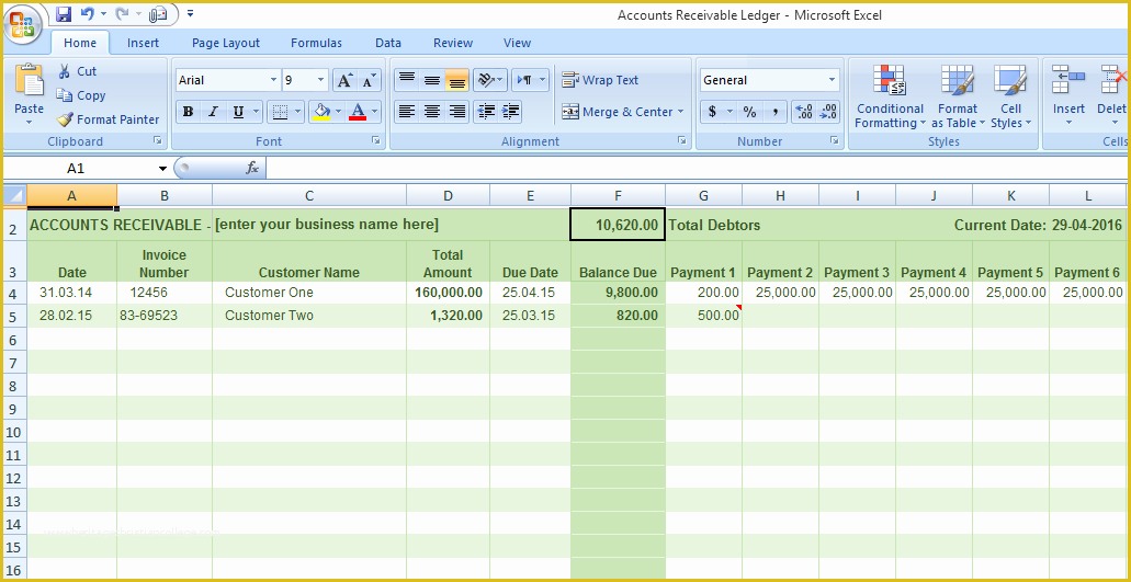 Free Accounts Receivable Template Of Accounts Receivable Ledger Template