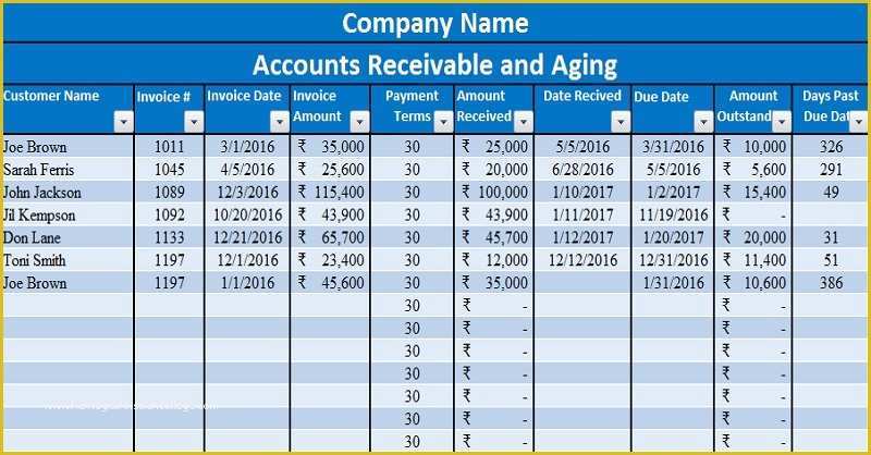 Free Accounts Receivable Template Of Download Free Accounting Templates In Excel