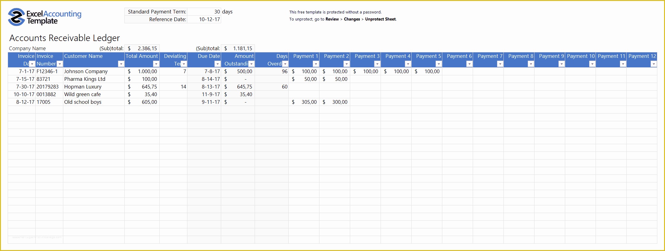 Free Accounts Receivable Template Of Free Accounting Templates In Excel for Your