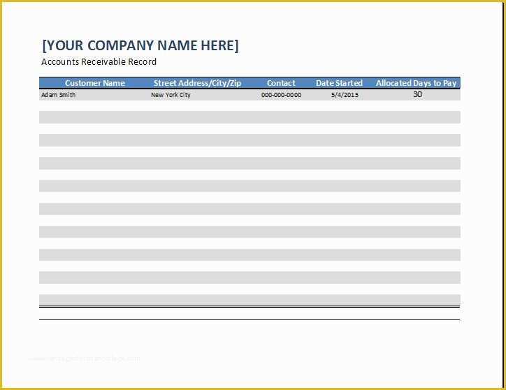 Free Accounts Receivable Template Of General Business Account Receivable Template