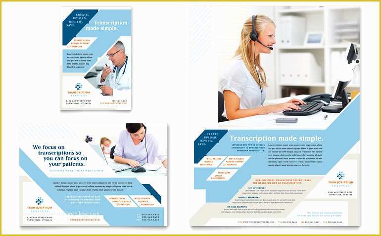 Free Advertising Flyer Design Templates Of Medical Transcription Flyer &amp; Ad Template Word &amp; Publisher