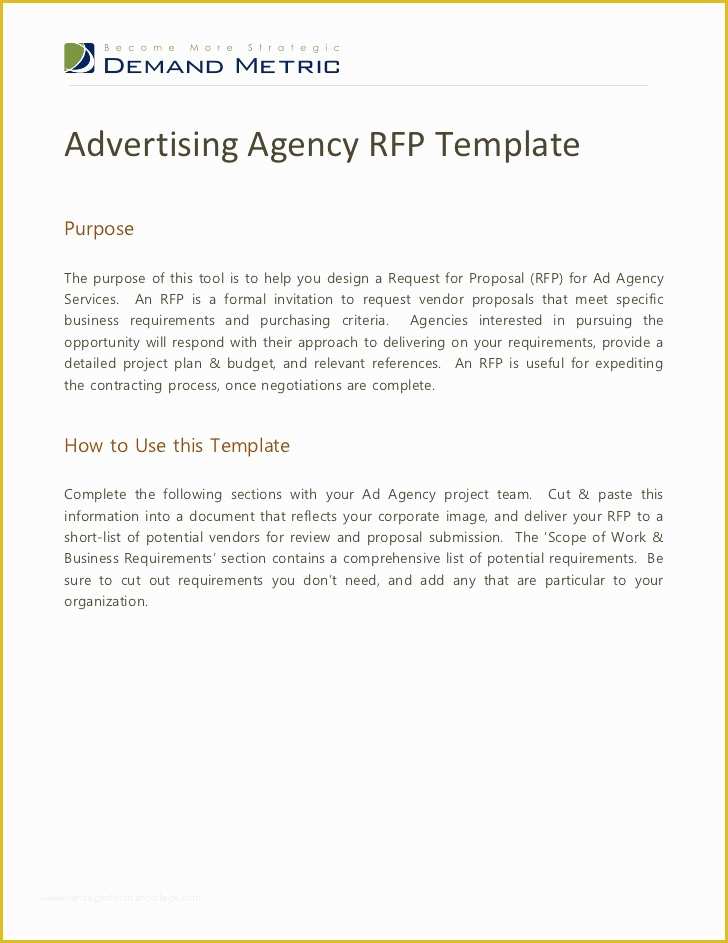 Free Advertising Proposal Template Of Advertising Agency Rfp Template