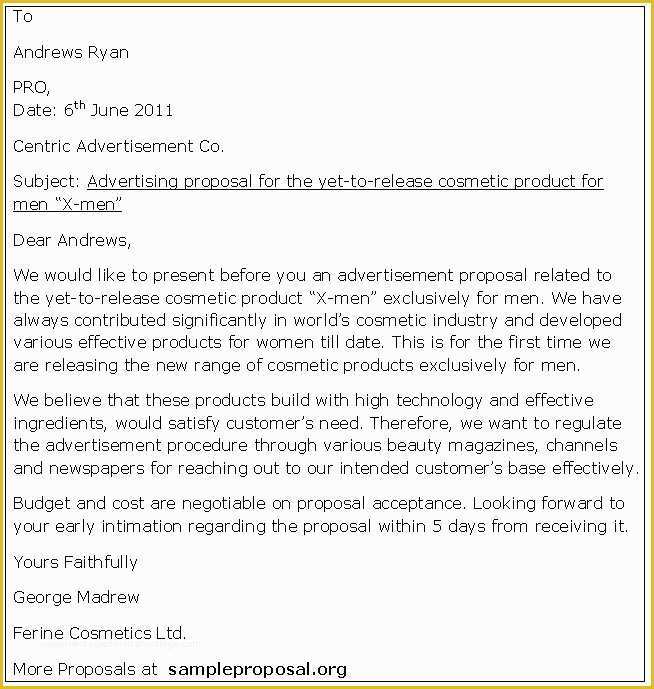 Free Advertising Proposal Template Of Advertising Proposal Letter