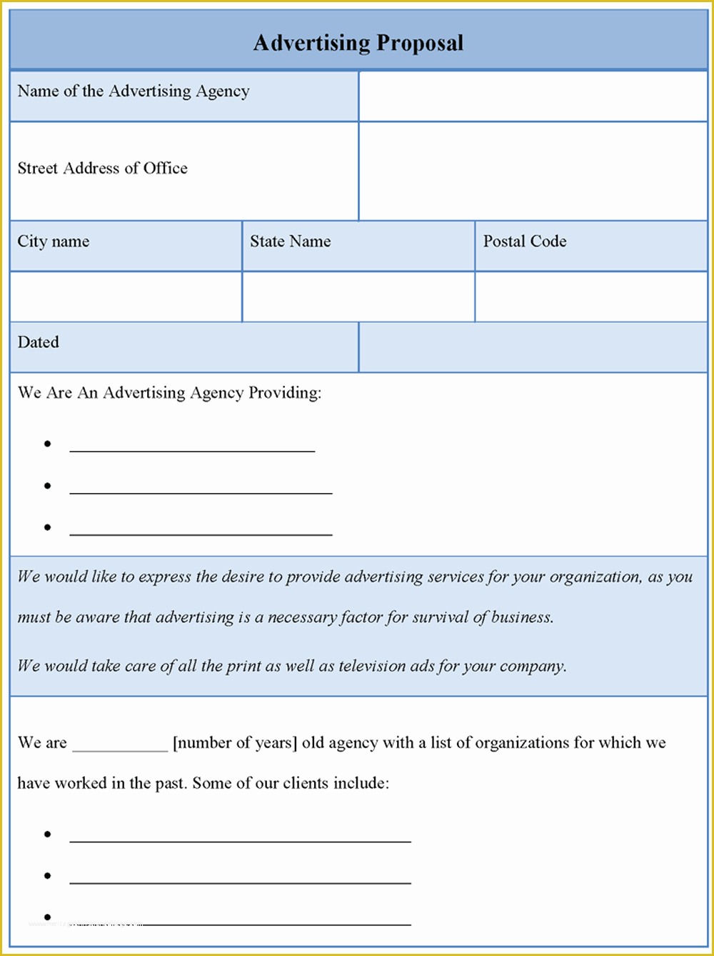 Free Advertising Proposal Template Of Proposal Template for Advertising format Of Advertising