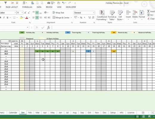 Free Annual Leave Planner Excel Template Of Any Year Holiday Training &amp; Absence Planner for Excel