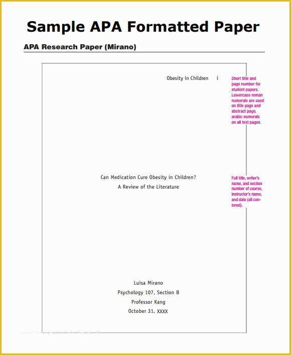 Free Apa Template for Word Of 9 Sample Apa Outline Templates