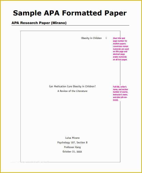Free Apa Template For Word Of 9 Sample Apa Outline Templates 