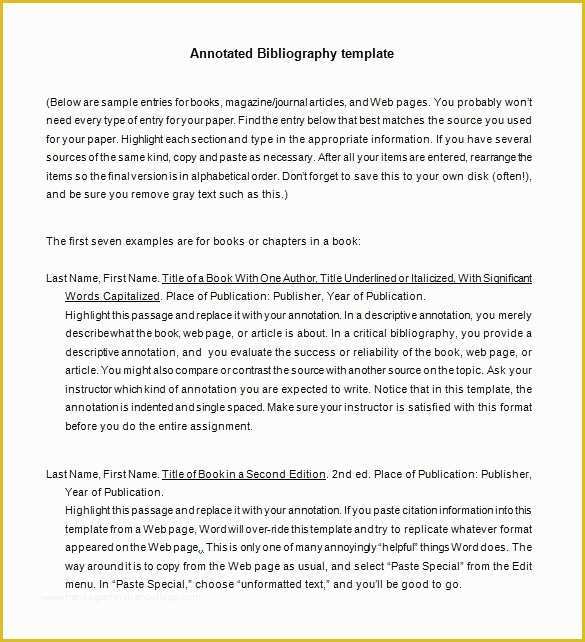 Free Apa Template for Word Of Apa Annotated Bibliography Template