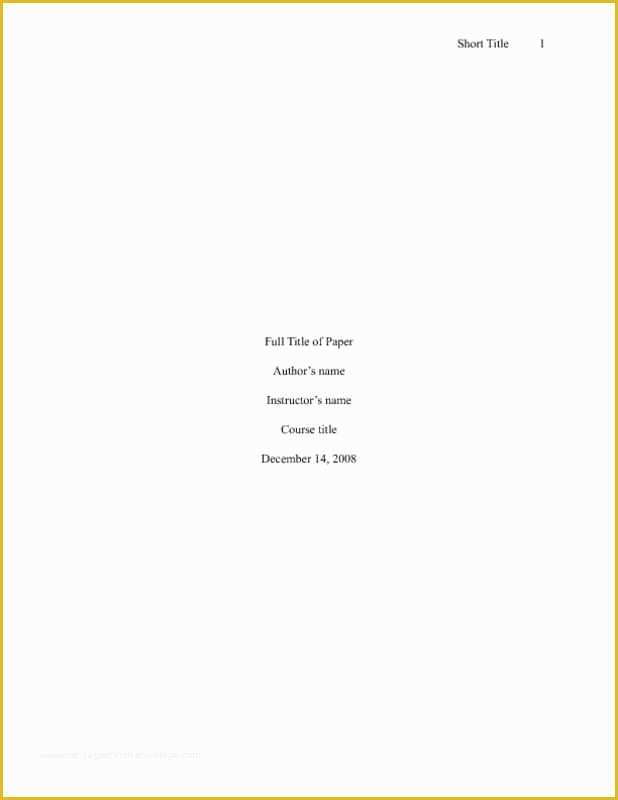 Free Apa Template for Word Of Apa Cover Page Template