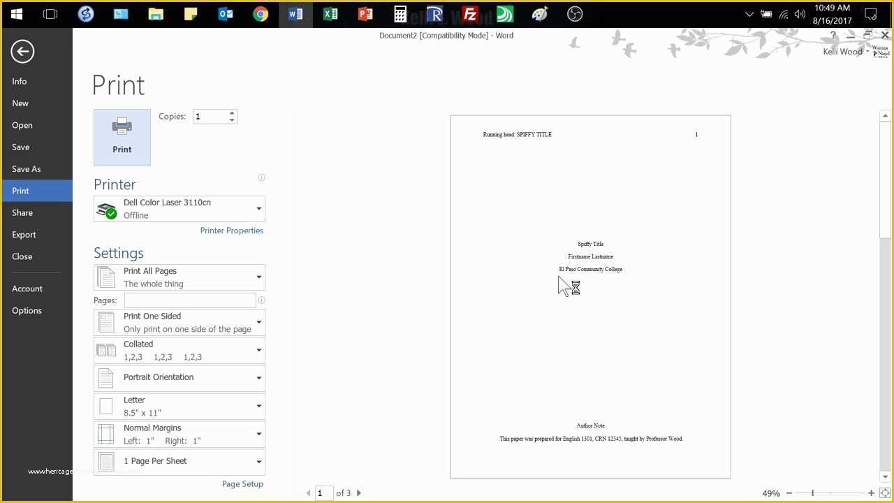 Free Apa Template for Word Of Apa Paper format Using Ms Word Template