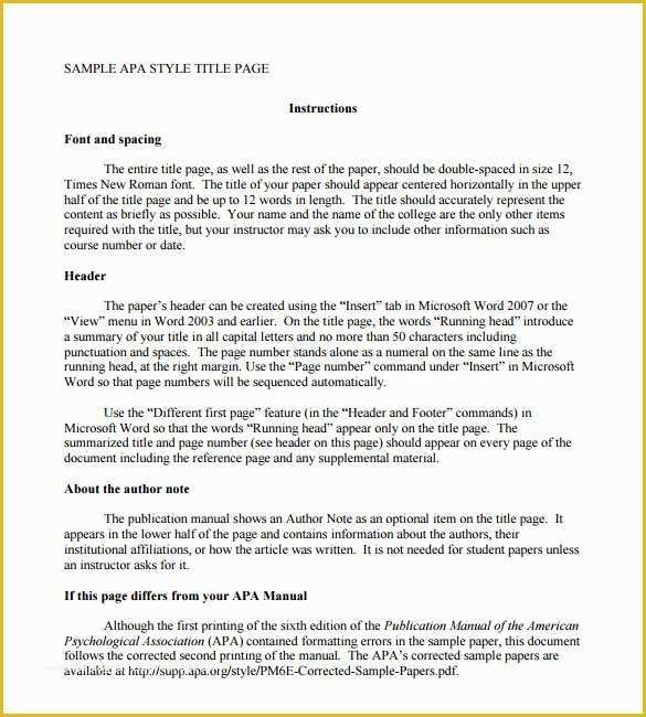 Free Apa Template for Word Of Apa Paper Template