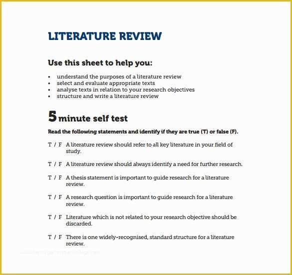 Free Apa Template for Word Of Literature Review Template