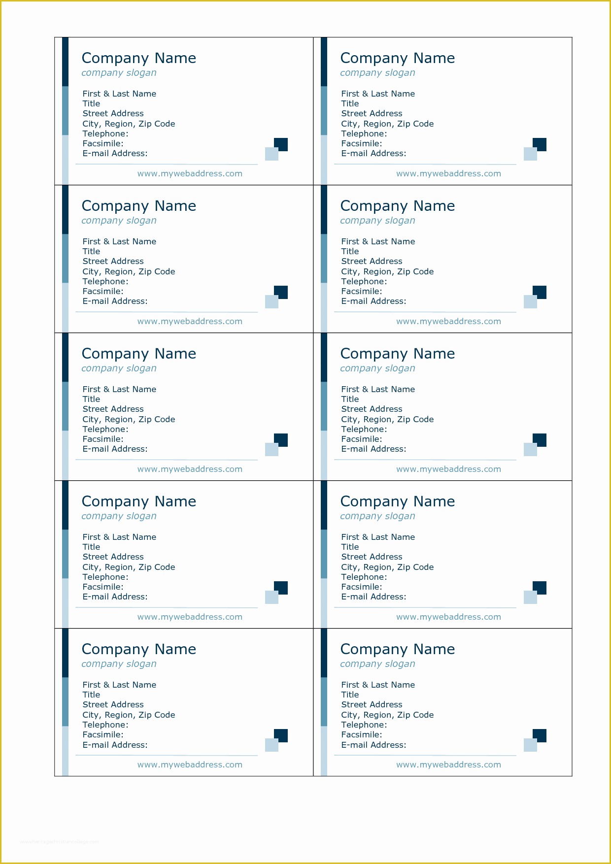 Business Card Avery Template