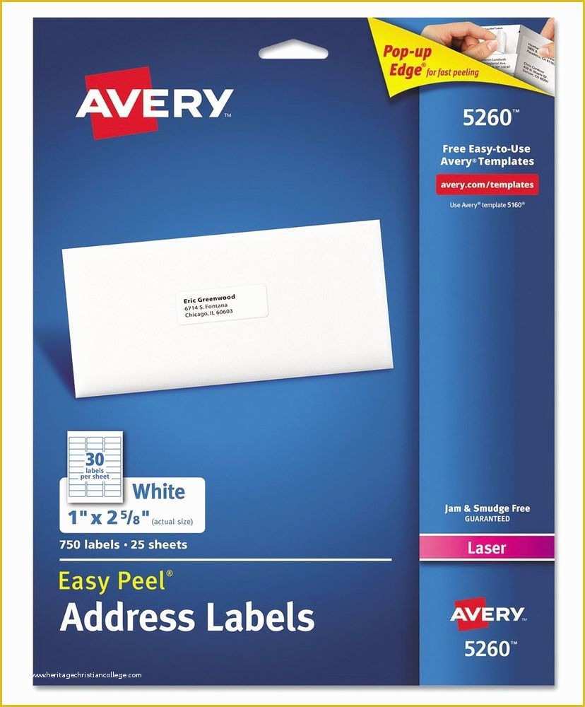 Free Avery Labels Templates Of New 750 Avery Laser Address Labels 5160 5260 Easy Peel