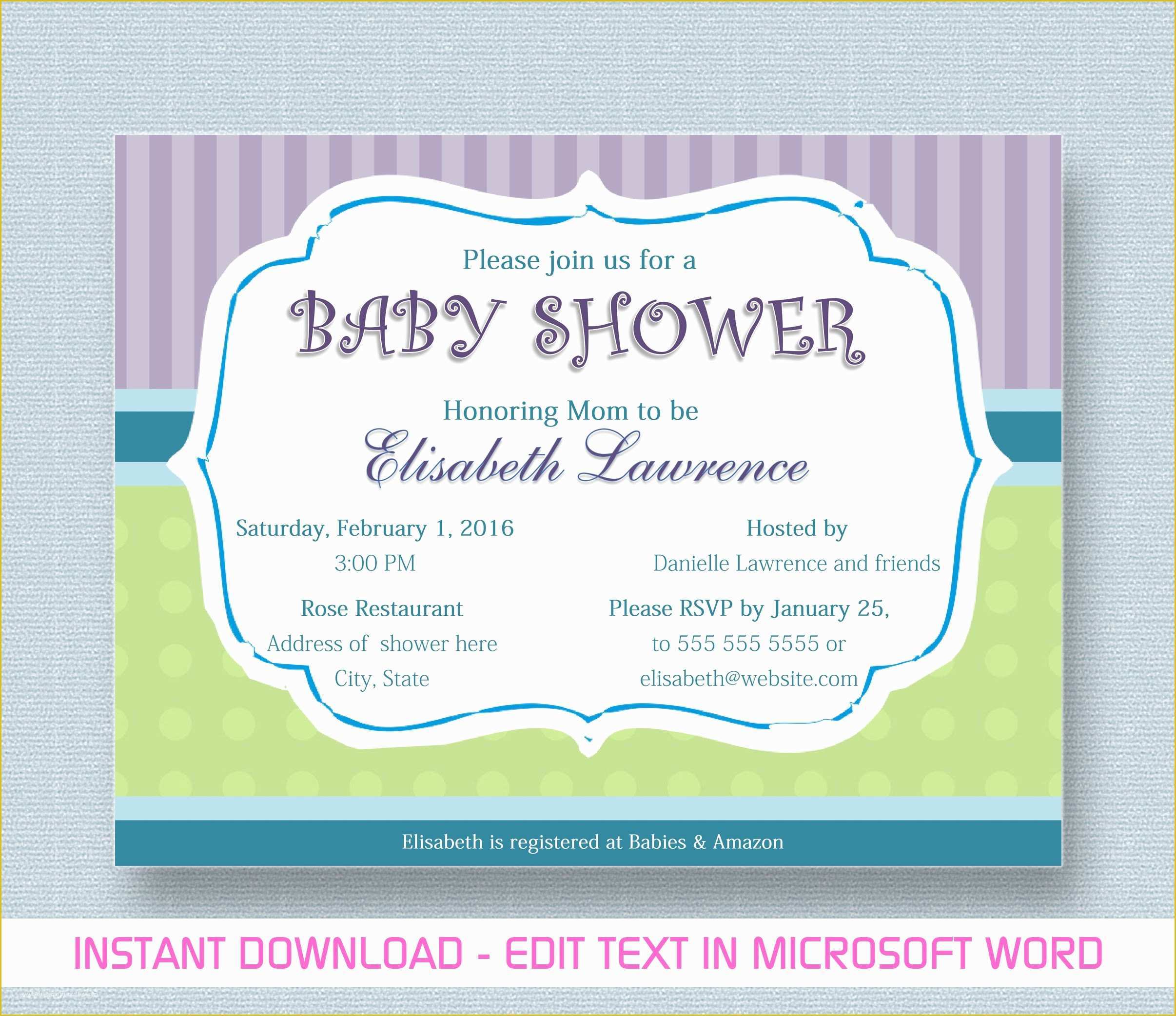 Free Baby Invitation Templates Of Baby Shower Invitation for Microsoft Word