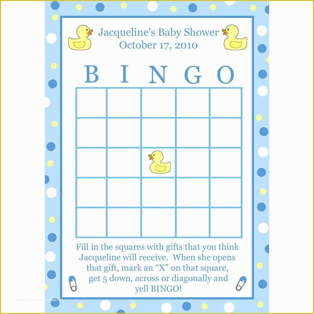 Free Baby Shower Bingo Blank Template Of 24 Personalized Baby Shower Bingo Cards Blue Rubber