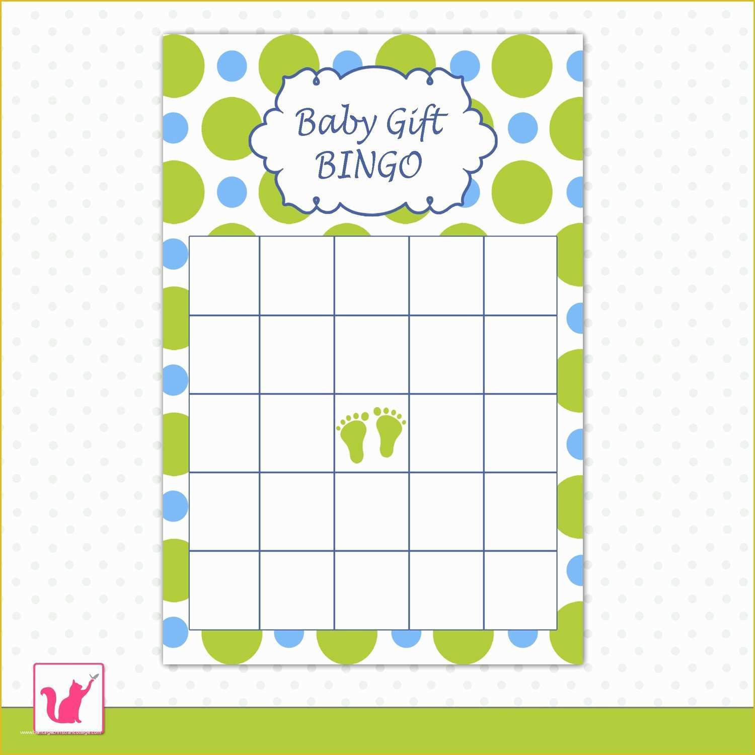Free Baby Shower Bingo Blank Template Of 30 Cute Baby Shower Party Gift Bingo Card Blue Green