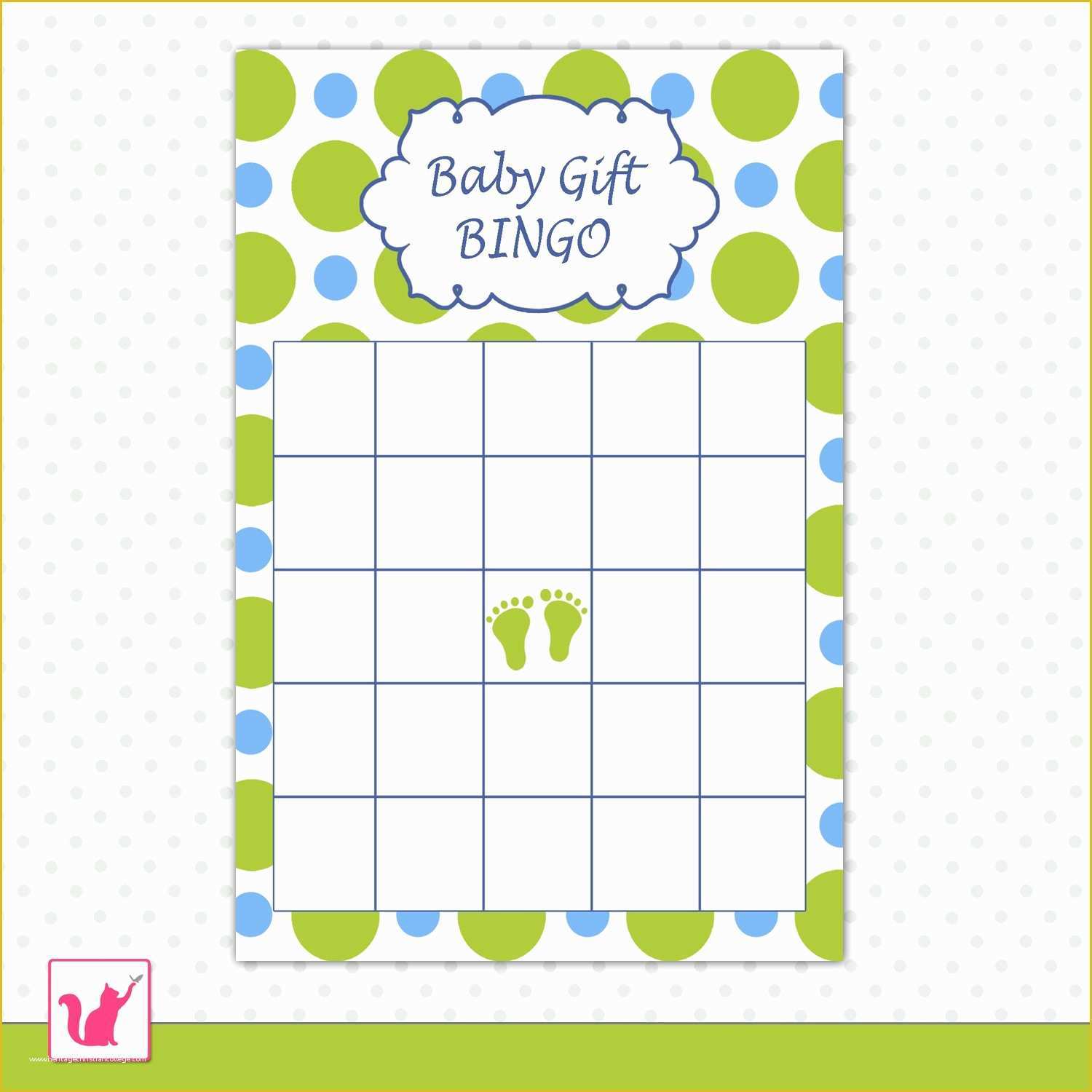 Free Baby Shower Bingo Blank Template Of 30 Cute Baby Shower Party Gift Bingo Card Blue Green