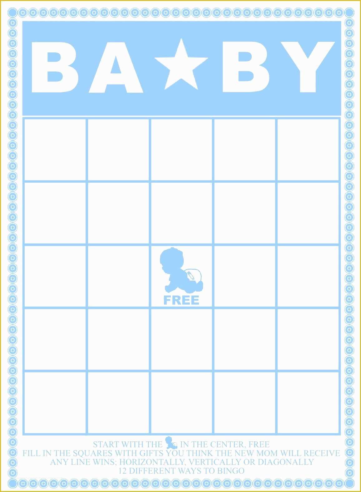 Free Baby Shower Bingo Blank Template Of Baby Bingo Template