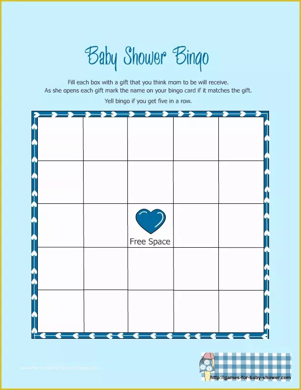 Free Baby Shower Bingo Blank Template Of Free Printable Baby Shower Gift Bingo Game