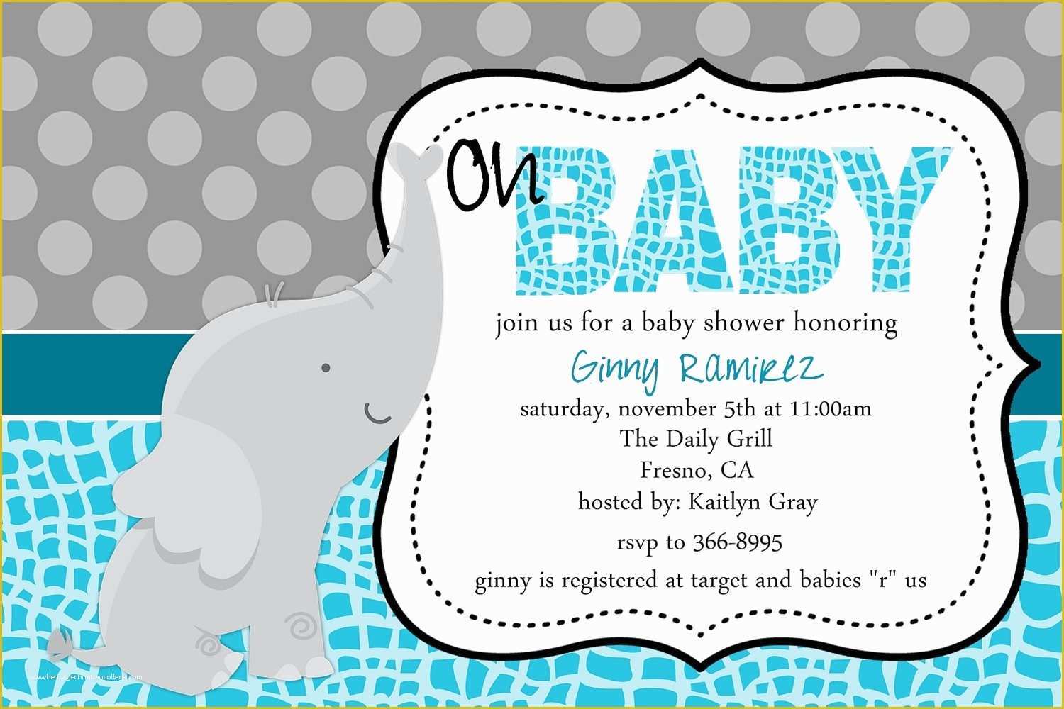 Free Baby Shower Invitation Templates Of Free Elephant Baby Shower Invitations Beepmunk