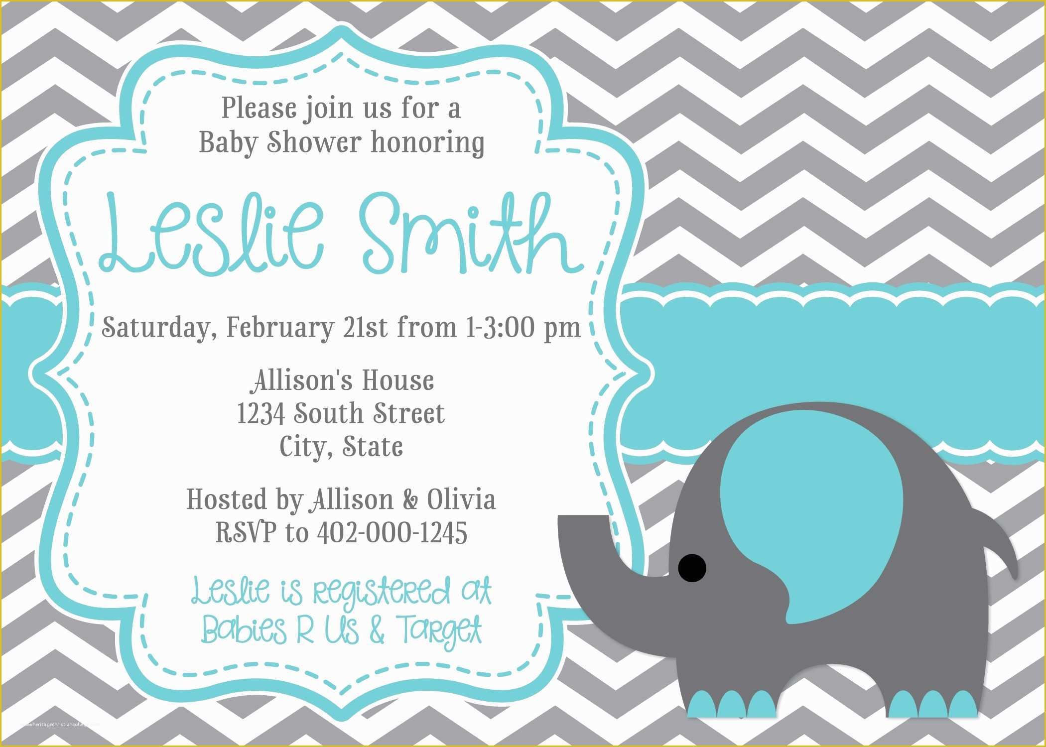 Free Baby Shower Invitation Templates Of Free Elephant Baby Shower Invitations Beepmunk