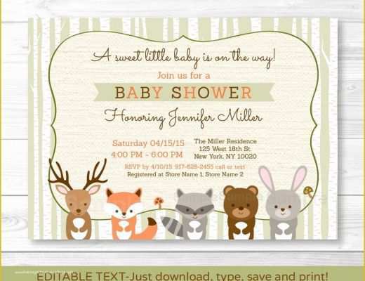 Free Baby Shower Invitations Templates Pdf Of Woodland Animals Fox Deer Bear Neutral Baby Shower