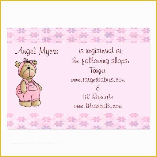 Free Baby Shower Registry Cards Template Of Baby Bear Gift Registry Card Business Cards Pack