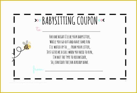 Free Babysitting Coupon Template Of 10 Baby Sitting Coupon Templates – Free Sample Example