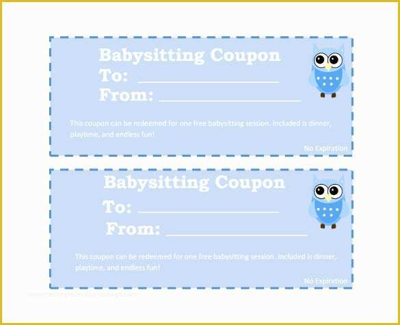 Free Babysitting Coupon Template Of 10 Baby Sitting Coupon Templates – Free Sample Example