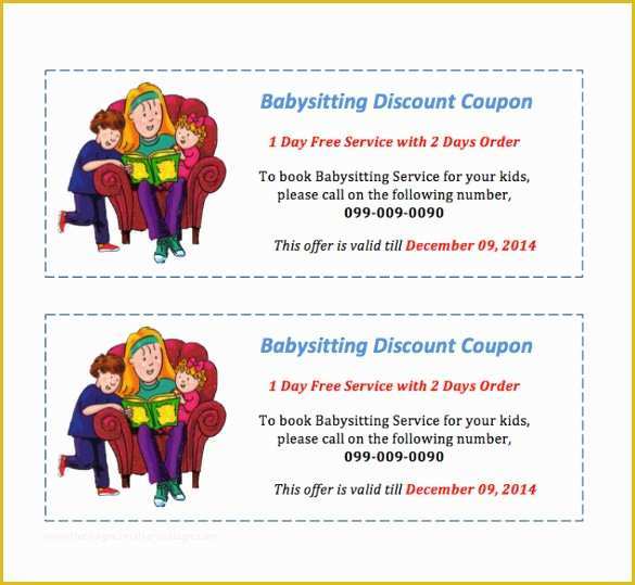 Free Babysitting Coupon Template Of 10 Baby Sitting Coupon Templates – Free Sample Example