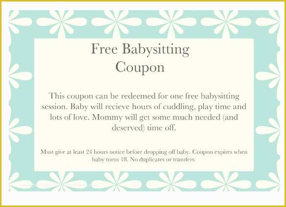 Free Babysitting Coupon Template Of 11 Baby Sitting Coupon Templates Psd Ai Indesign