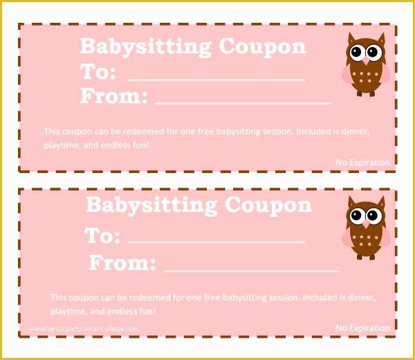 Free Babysitting Coupon Template Of 6 Babysitting Coupon Templates