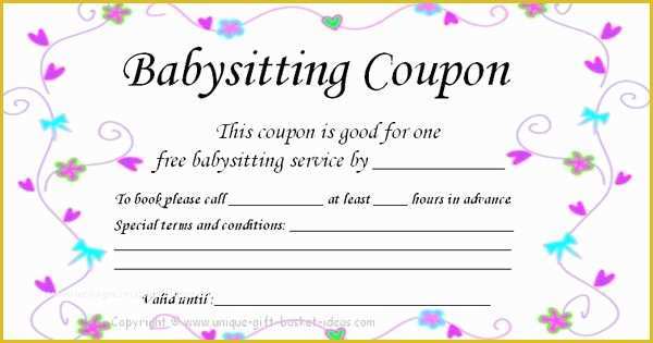 Free Babysitting Coupon Template Of Babysitting Coupon Printable Gifts Pinterest