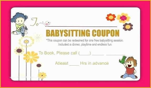 Free Babysitting Coupon Template Of Babysitting Coupon Template with Baby Vector Gift