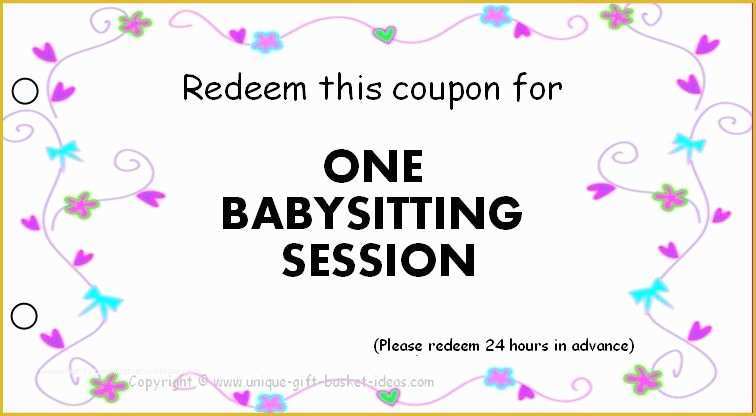 Free Babysitting Coupon Template Of Free Babysitting Coupons Printable Pinned by